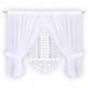 Sada: bílá voálová záclona na pásce 400x150 cm a dekorativní ažurový panel
