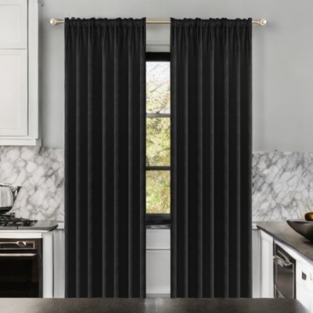 Závěs glamour z černého veluru na pásce 140x250 cm