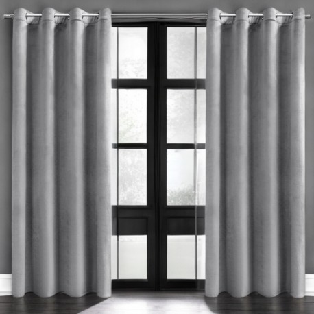 Velurový závěs glamour světle šedý 140 x 230 cm s průchodkami