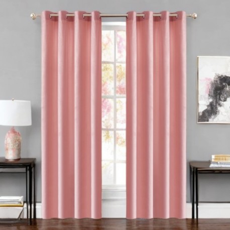 Velurový závěs glamour pudrově růžový 140 x 250 cm s průchodkami