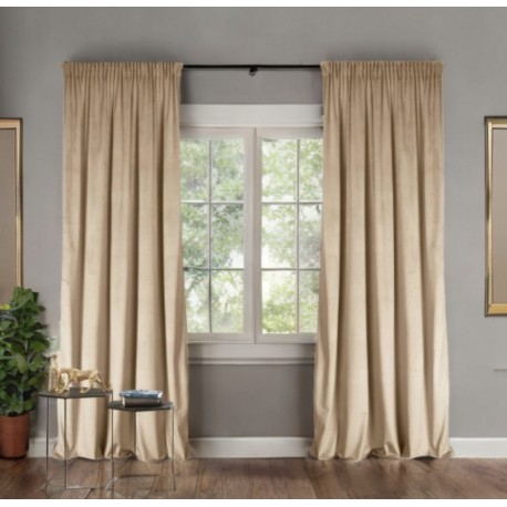 Velurový závěs glamour béžový 140 x 250 cm s páskou