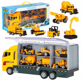 Kamion TIR s vystřelovačem + kovová stavební auta