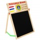Oboustranná magnetická a křídová tabule s počítadlem a hodinami 42 x 32,5 cm