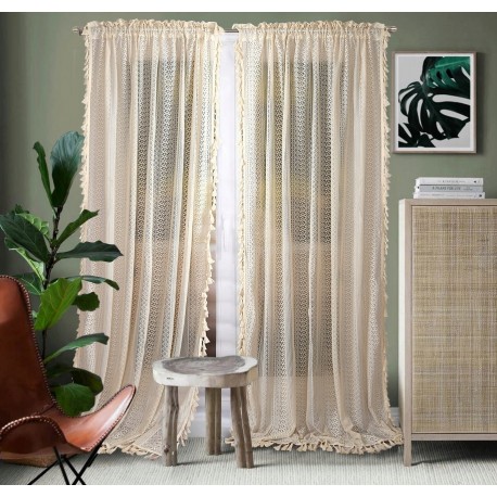 Závěs BOHO z krajky 145×250 cm na řasicí pásce, 1 ks