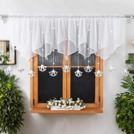 Krátká dekorativní záclona, bílé filcové závěsky, 400x110 cm