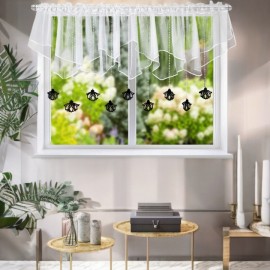 Krátká dekorativní záclona, černé filcové závěsky, 400x110 cm