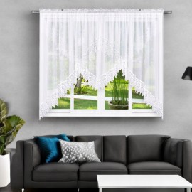 Bílá záclona s gipiurou 400x160 cm