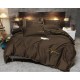 3dílný komplet ložního povlečení s výšivkou, čokoládová barva, 200x220 cm