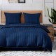 3dílný komplet damaškového ložního povlečení, tmavě modrá barva, 160x200 cm