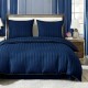 3dílný komplet damaškového ložního povlečení, tmavě modrá barva, 160x200 cm