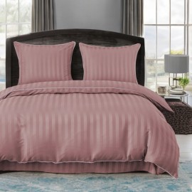 3dílný komplet damaškového ložního povlečení, růžová barva, 160x200 cm