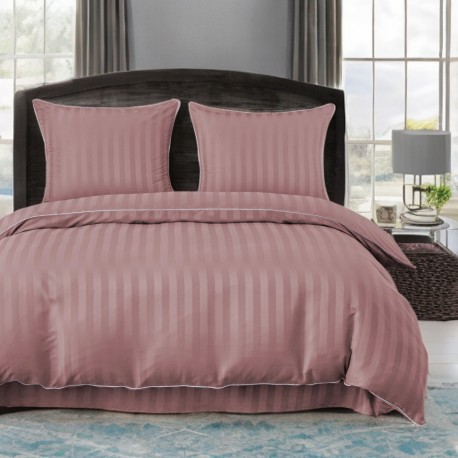 3dílný komplet damaškového ložního povlečení, růžová barva, 160x200 cm