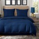 3dílný komplet damaškového ložního povlečení, tmavě modrá barva, 200x220 cm
