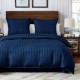 3dílný komplet damaškového ložního povlečení, tmavě modrá barva, 200x220 cm