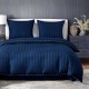 3dílný komplet damaškového ložního povlečení, tmavě modrá barva, 200x220 cm