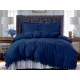 3dílný komplet ložního povlečení s volány, tmavě modrá barva, 160x200 cm