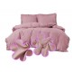 3dílný komplet ložního povlečení s volány, růžová barva, 160x200 cm