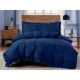 3dílný komplet ložního povlečení s volány, tmavě modrá barva, 200x220 cm
