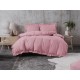 3dílný komplet ložního povlečení s volány, růžová barva, 200x220 cm