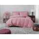 3dílný komplet ložního povlečení s volány, růžová barva, 200x220 cm