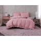 3dílný komplet ložního povlečení s volány, růžová barva, 200x220 cm