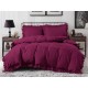 3dílný komplet ložního povlečení s volány, bordó barva, 200x220 cm