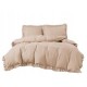 3dílný komplet ložního povlečení s volány, béžová barva, 200x220 cm