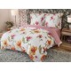 3dílný komplet ložního povlečení s volány, květinový vzor, 200x220 cm