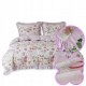 3dílný komplet ložního povlečení s volány, růžový s květinami, 200x220 cm