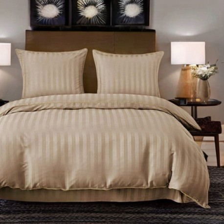 3dílný komplet damaškového ložního povlečení, béžová barva, 200x220 cm