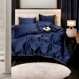 3dílná sada povlečení z mikrovlákna 200x220 cm, tmavě modrá