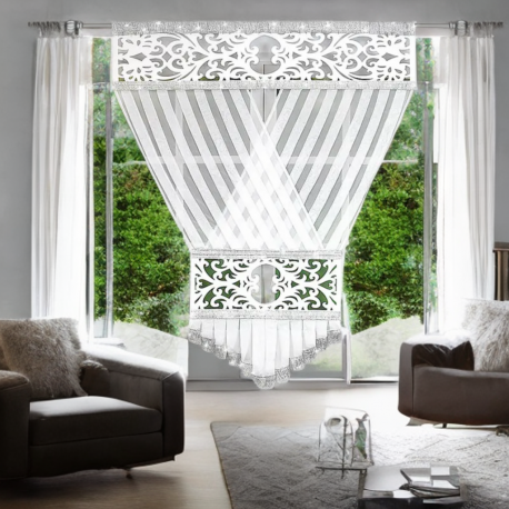 Dekorační okenní panel z voálu se zirkony 120x160 cm