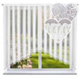 Bílá voálová záclona do oblouku s gipiurou 400x150 cm