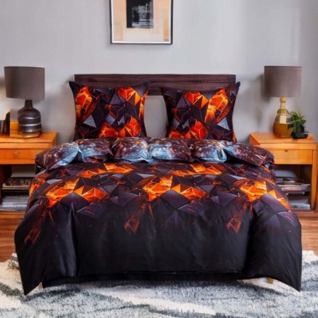 3dílná sada ložního povlečení z bavlněného saténu Ohnivé krystaly 200x160 cm