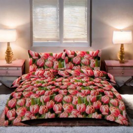 3dílná sada ložního povlečení z bavlněného saténu Tulipány 200x160 cm