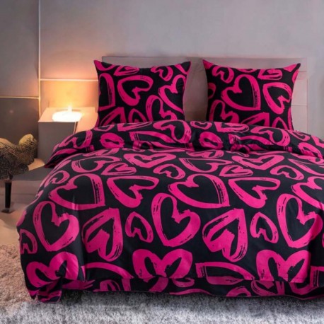 3dílná sada ložního povlečení z bavlněného saténu Srdce 200x160 cm