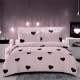 3dílná sada ložního povlečení z bavlněného saténu Černá srdce 200x160 cm