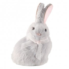 Šedý zajíček s mašlí - visačka