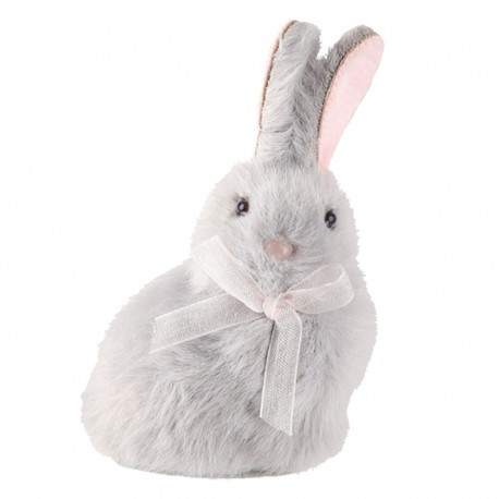 Šedý zajíček s mašlí - visačka