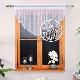 Záclona se štrasovými kamínky - půlkruh 380x85 cm