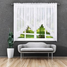Bílá záclona s gipiurou 400x160 cm