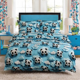 Povlečení z mikrovlákna 160x200 Modré pandy + 2 povlaky